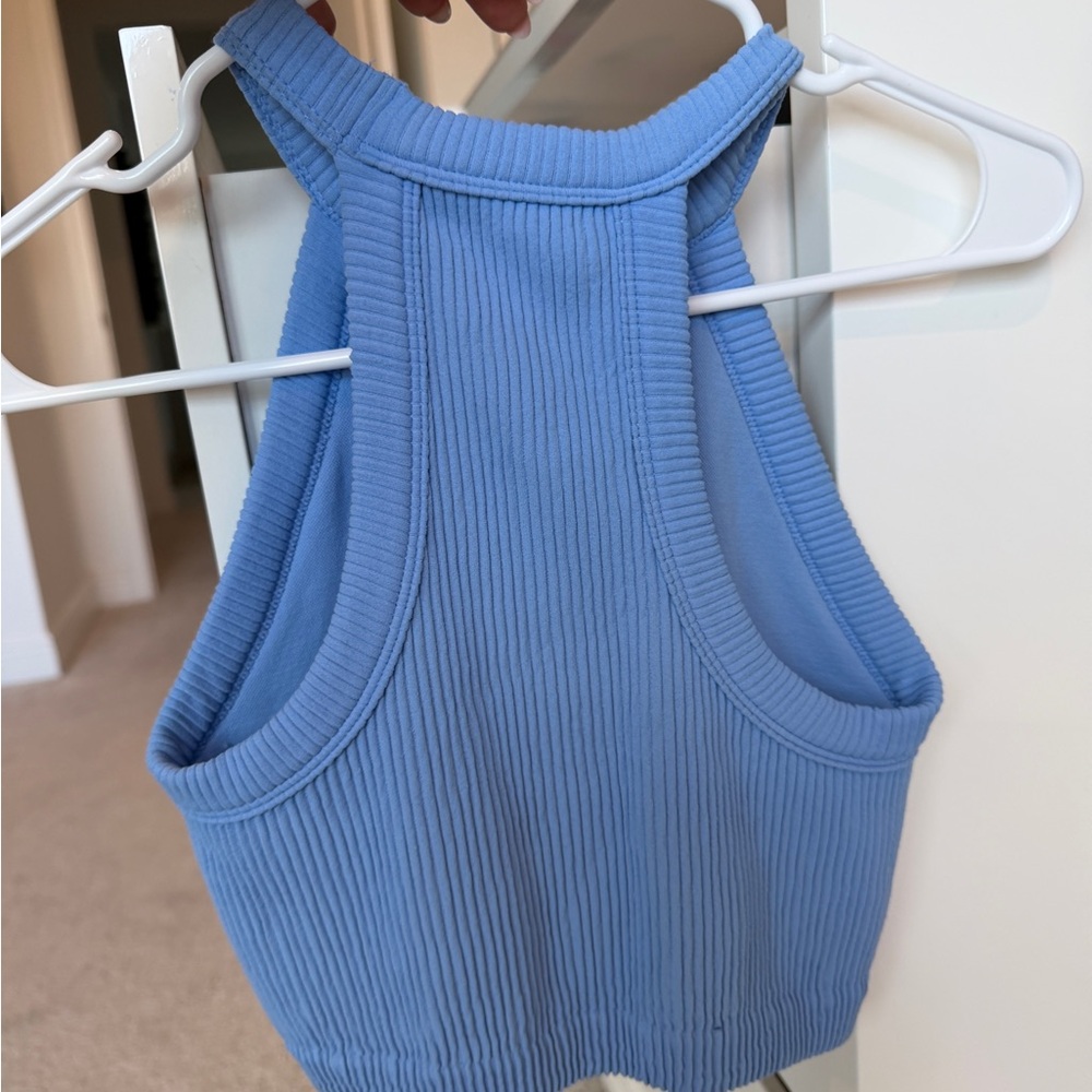 Light Blue Aerie Seamless High Neck Top- Size Small - Picture 3 of 4